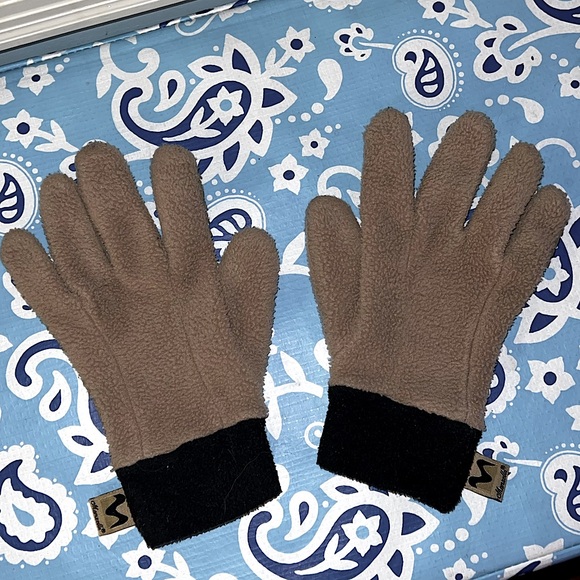 ⭐️Vintage Manzella Textured Fleece Brown Black Gloves - Picture 2 of 10